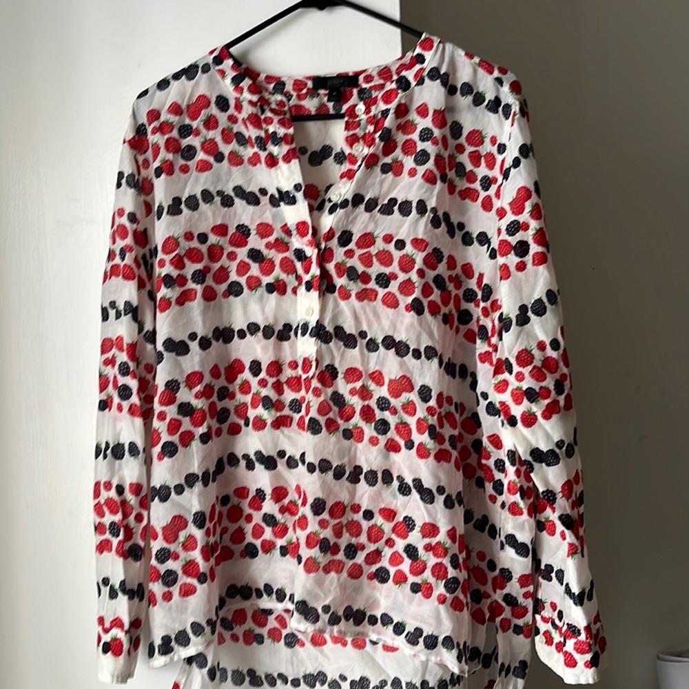 J. Crew Cotton Gauze Berry Print Popover 16/ XL